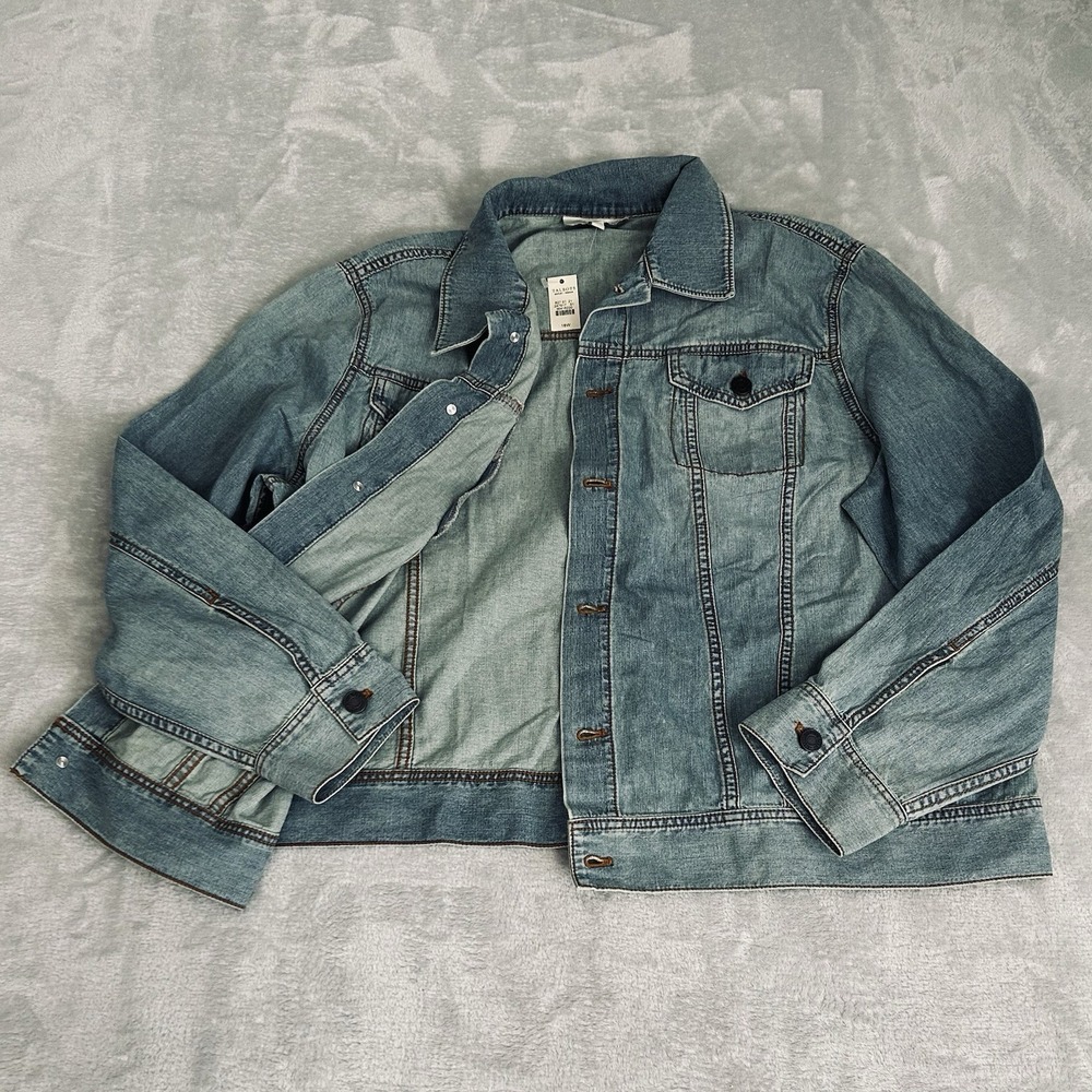 Talbots Jean Jacket 18W Light Wash Preppy Trucker Coastal Old Money Denim NWT